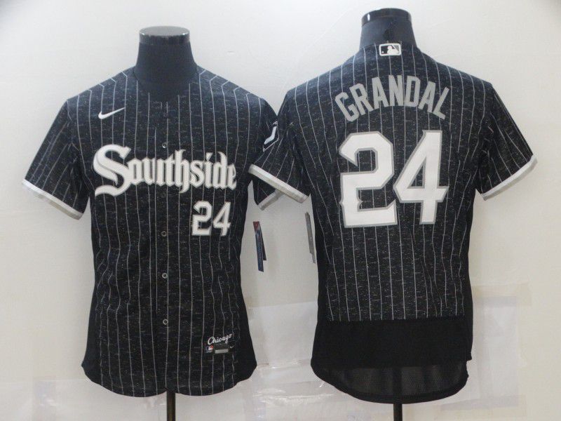 Men Chicago White Sox #24 Grandal City Edition Black Elite Nike 2021 MLB Jersey